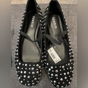 Torrid Black Flats with Silver Studs Sz 8 NWT
